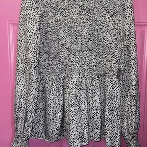 SHEIN Black and White Dotted Blouse